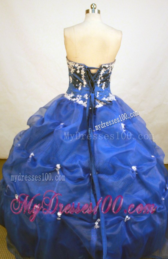 Appliques V-neck Puffy Pick-ups Sweet 16th Birthday Dress for Girls