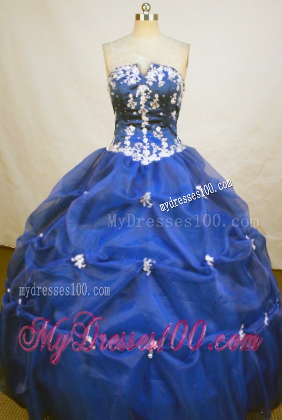 Appliques V-neck Puffy Pick-ups Sweet 16th Birthday Dress for Girls