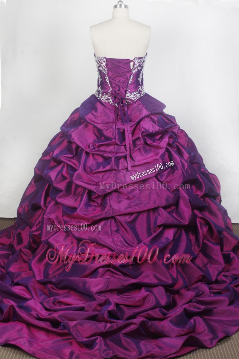 Ruffled and Layered Two-toned Purple Quinceanera Gown with Beaded Bodice