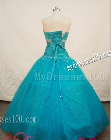 Exclusive Teal A-line Strapless Quinceanera Dress with Beading
