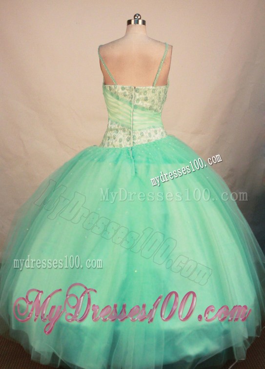 Straps Sweetheart Beading Decorate Organza Sweet 16 Dresses in Apple Green