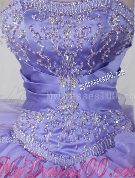Beaded Bodice Dress for Quinceanera in Fuchsia and Lilac