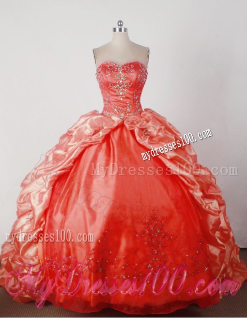 Brush Two-toned Orange Quinceanera Dress with Beading and Pick-ups
