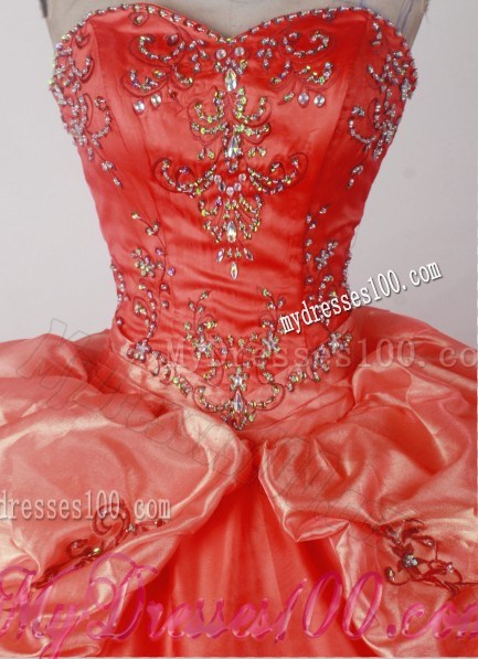Brush Two-toned Orange Quinceanera Dress with Beading and Pick-ups