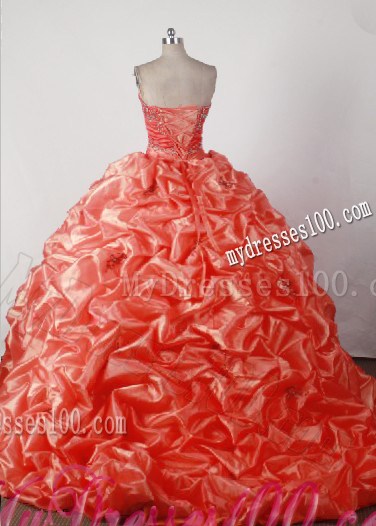 Brush Two-toned Orange Quinceanera Dress with Beading and Pick-ups