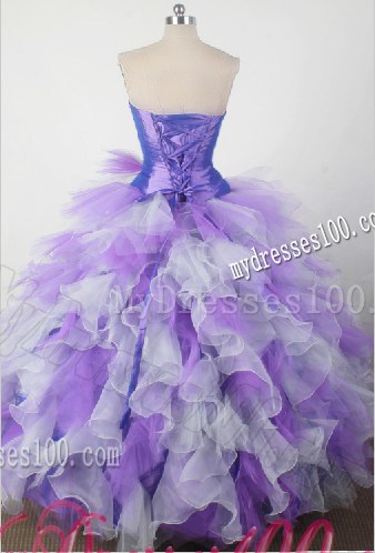 Multi-Colored Dress for Quinceanera with Beading and Puffy Ruffles