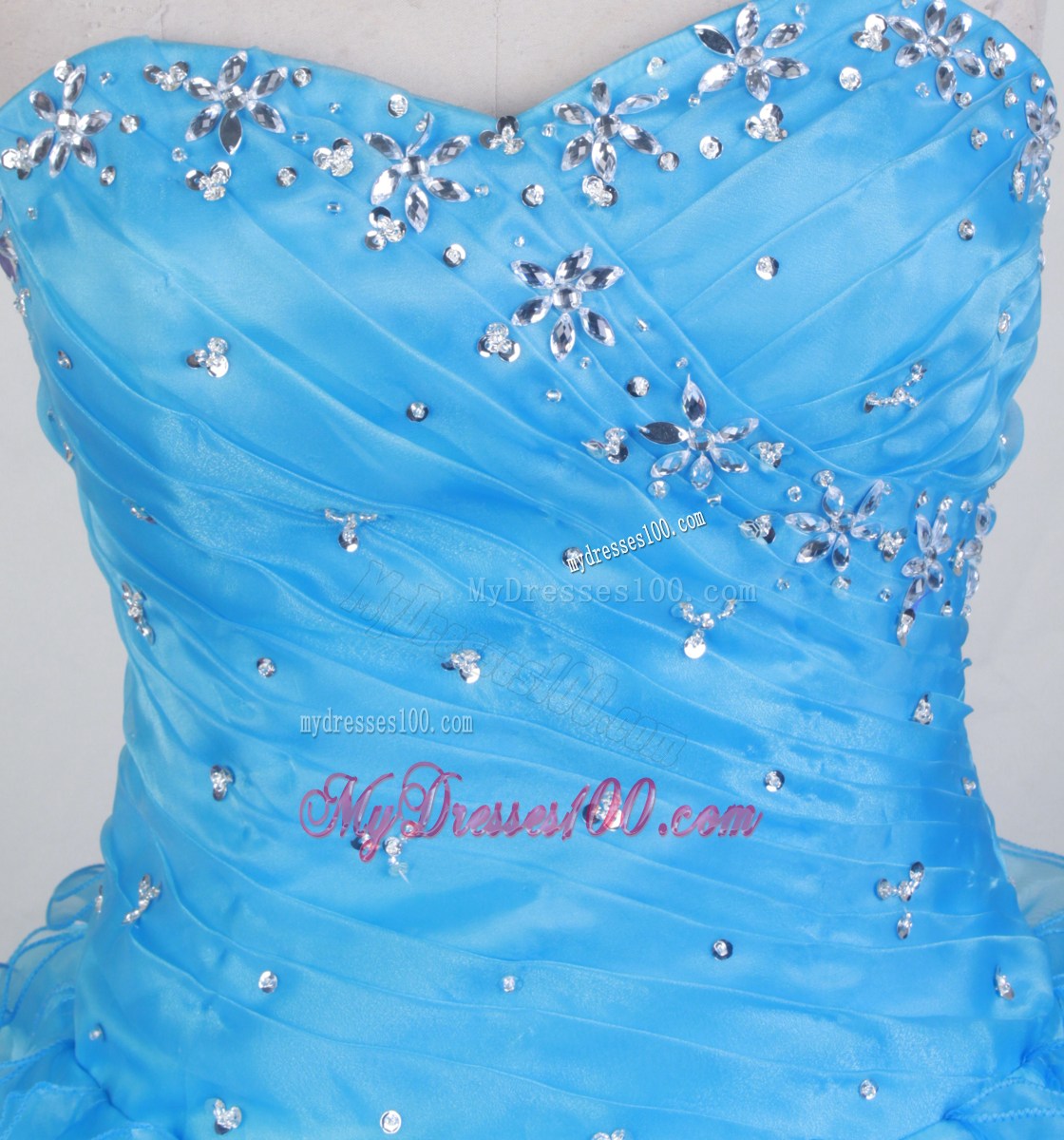 Exclusive Sweetheart Ruffled Layers Baby Blue Quinceanera Dress