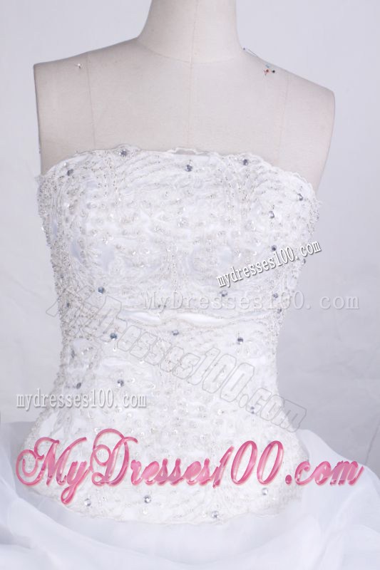 Exclusive Strapless Appliques with Beading White Sweet 15 Dress