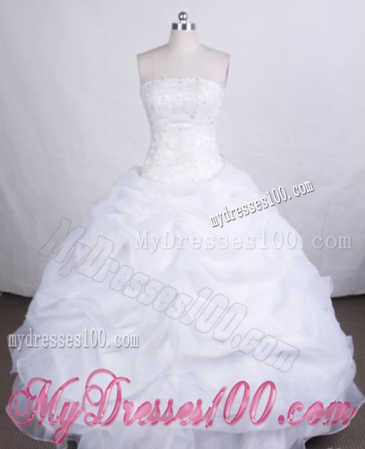 Exclusive Strapless Appliques with Beading White Sweet 15 Dress