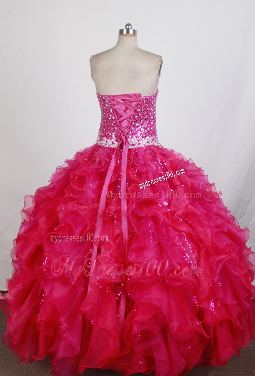 Hot pink Strapless Strapless Sequins Appliques Quinceanera Gowns Summer