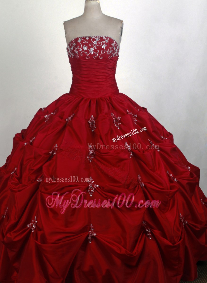 Classy Ball Gown Strapless Embroidery with Beading Sweet Sixteen Dresses