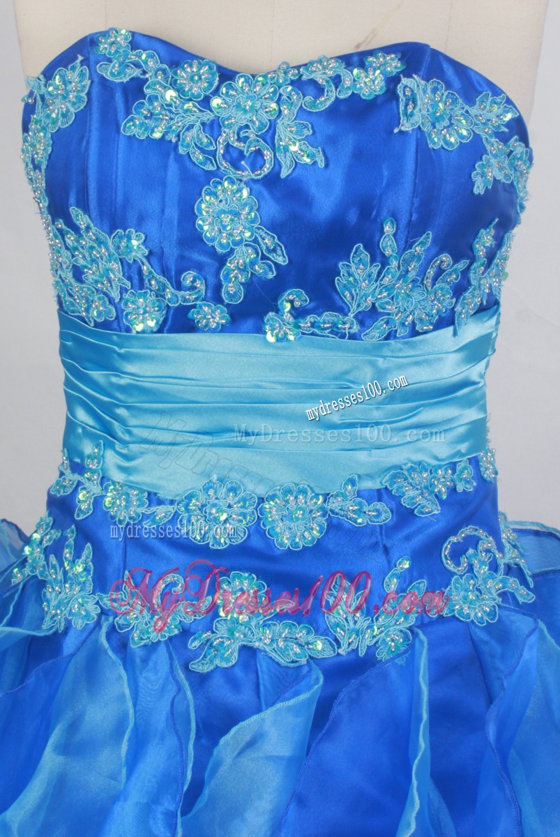 Two-toned Blue Organza Quinceanera Dress with Appliques