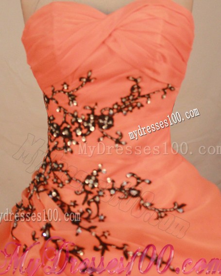 Outstanding Orange Sweetheart Quinceanera Gowns with Appliques Ruffles