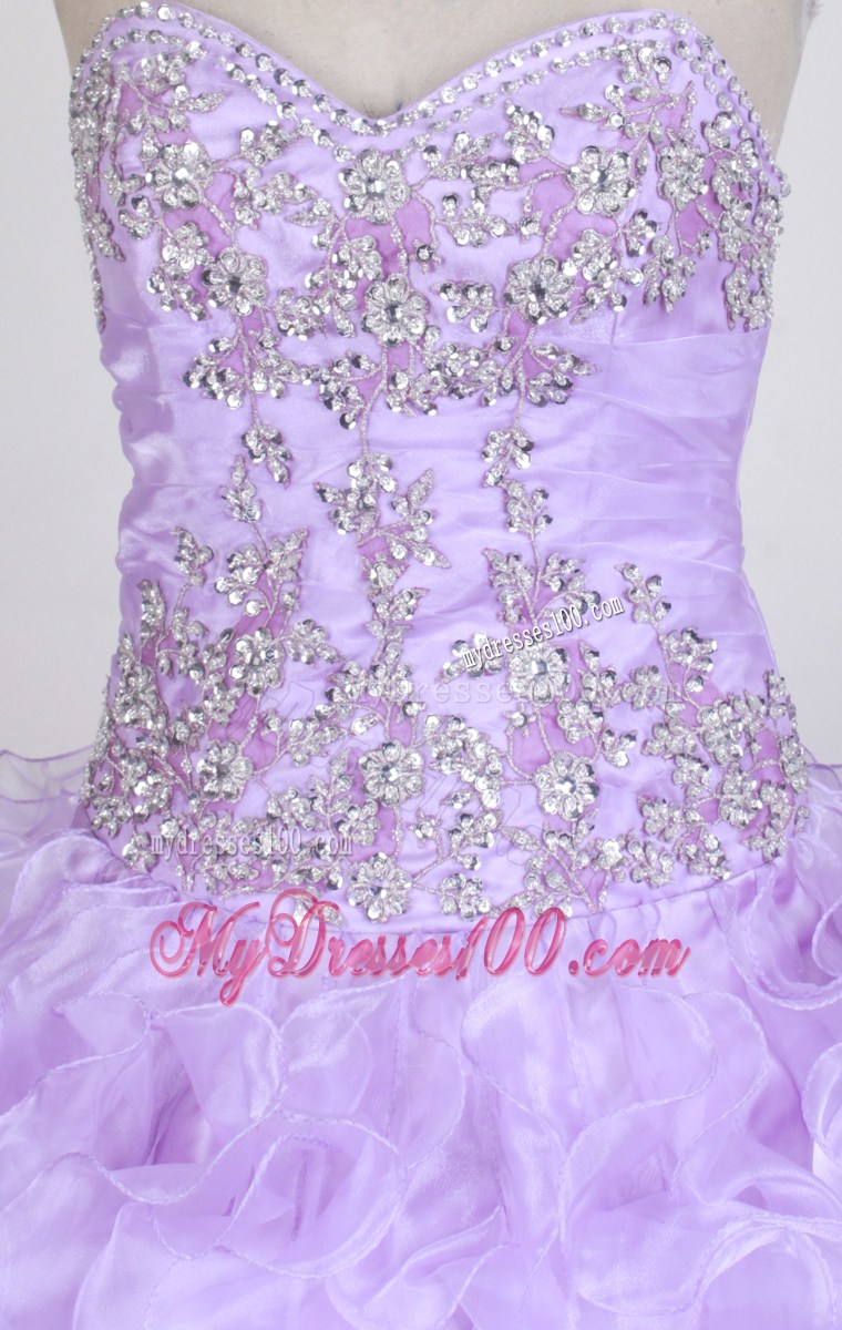 Elegant Lilac Ball Gown Sweetheart Appliques Summer Quinceanera Gowns