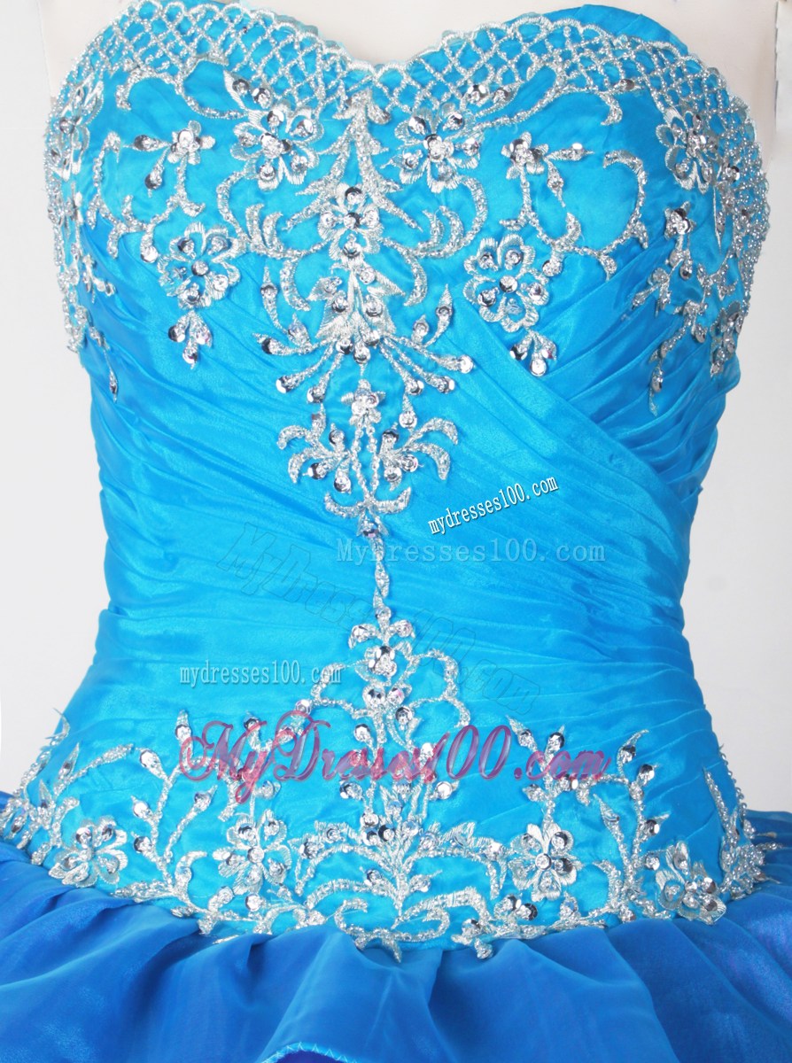 Exquisite Blue Ball Gown Sweetheart Embroidery Sweet 16 Dress