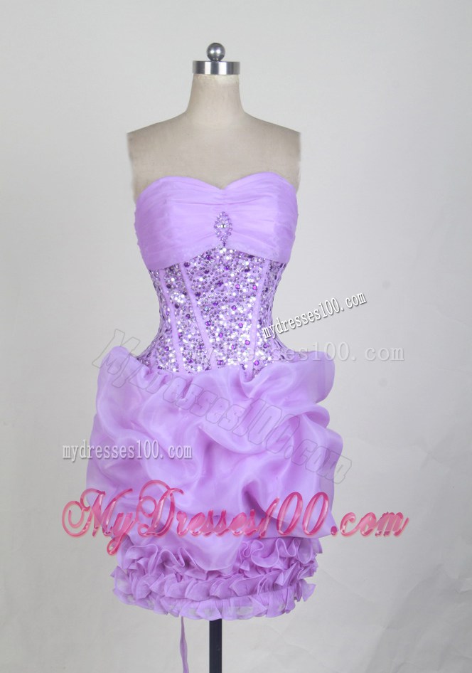 Beading Decorate Waist Lavender Detachable Quinceanera Dress with Pick-ups