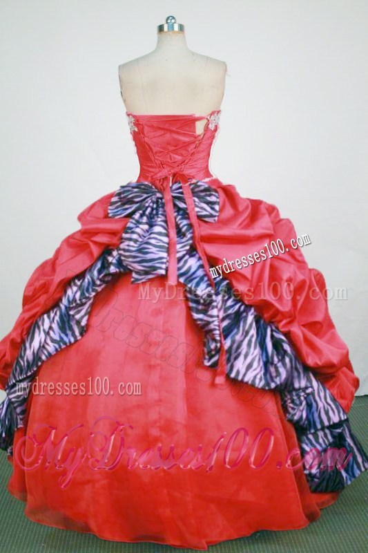 Fashionable Strapless Red Beading and Appliques Sweet 15 Dress