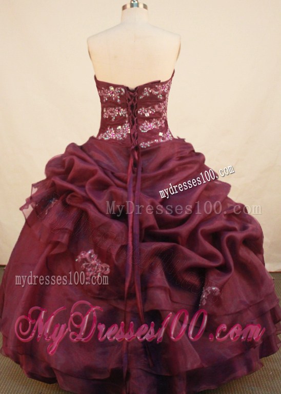 Strapless Taffeta Rhinestones and Pick-ups Decorate Dresses 16 in Burgundy