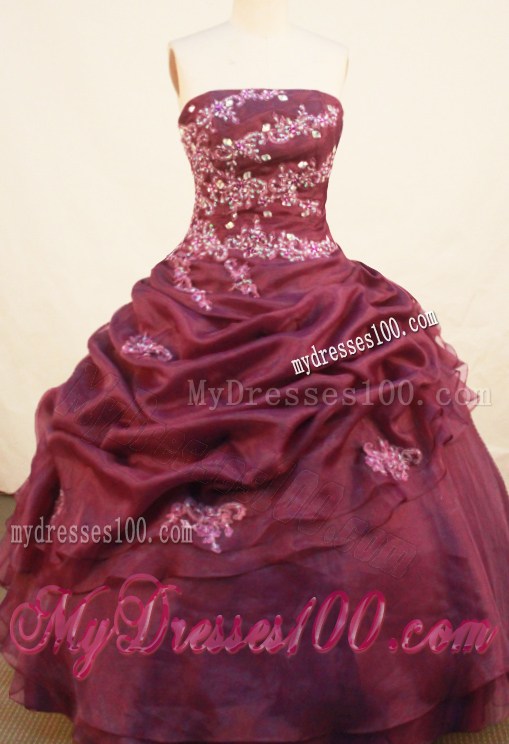Strapless Taffeta Rhinestones and Pick-ups Decorate Dresses 16 in Burgundy