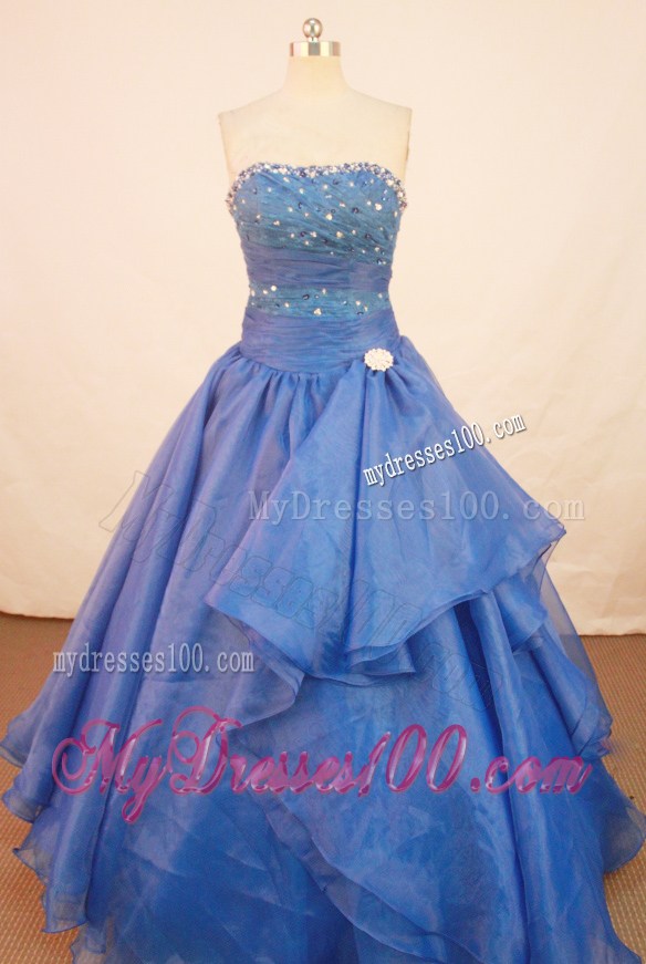 Royal Blue Strapless Beading Ruffles Quinceanera Dress Hot Sale