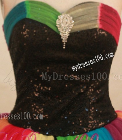 Colorful Organza Rhinestones Decorated Sweetheart Quinceanera Dresses