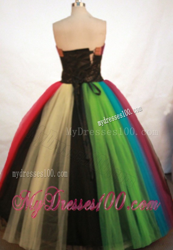 Colorful Organza Rhinestones Decorated Sweetheart Quinceanera Dresses