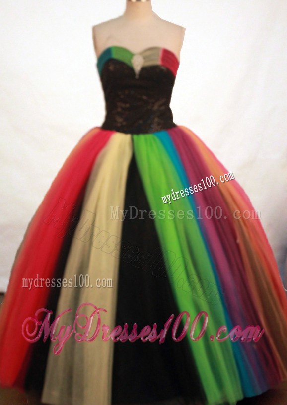 Colorful Organza Rhinestones Decorated Sweetheart Quinceanera Dresses