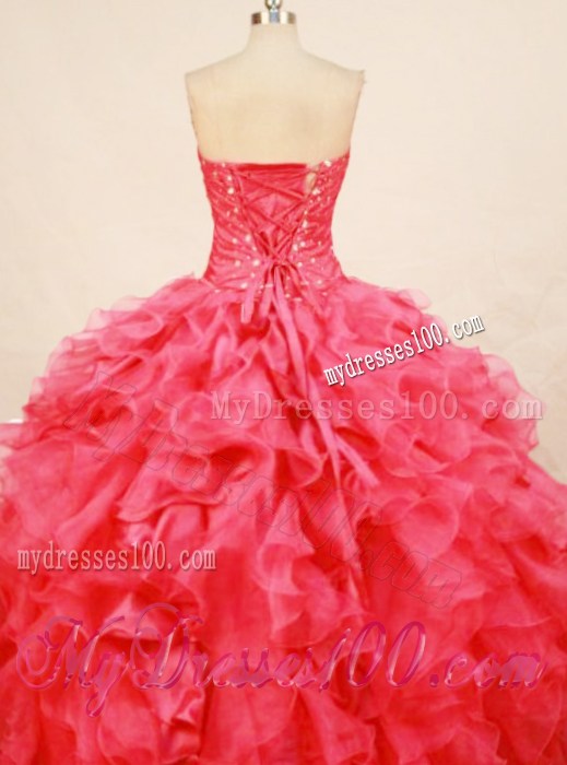 Sweetheart Floor-length Beaded Quinceanera Dress with Ruffles