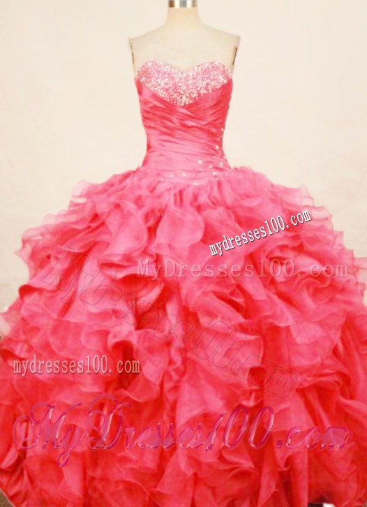Sweetheart Floor-length Beaded Quinceanera Dress with Ruffles