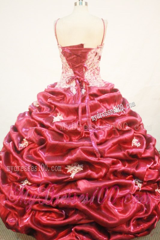 Gorgeous Straps Appliques with Beading Lace-up Sweet 15 Dress