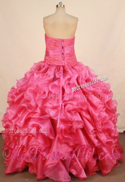 Floor-length Strapless Pick-ups Quinceanera Dress in Hot Pink