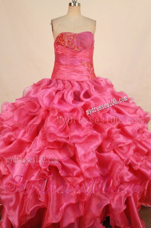 Floor-length Strapless Pick-ups Quinceanera Dress in Hot Pink