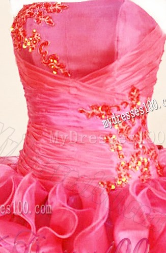Must-have Appliques Pick-ups Quinceanera Party Dress Hot Pink