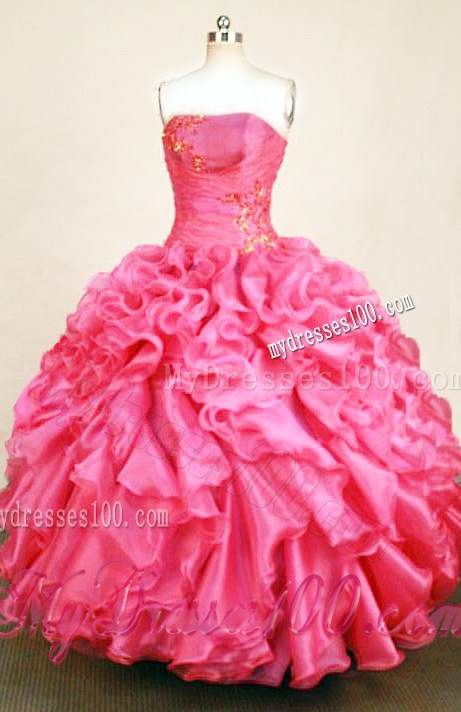 Must-have Appliques Pick-ups Quinceanera Party Dress Hot Pink