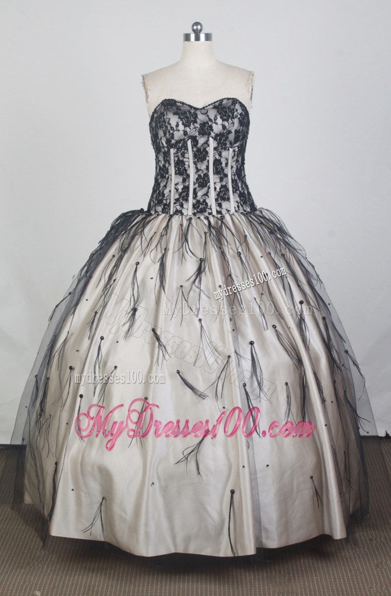 Strapless Black Appliques Ball Gown Sweet 15 16 Birthday Dress