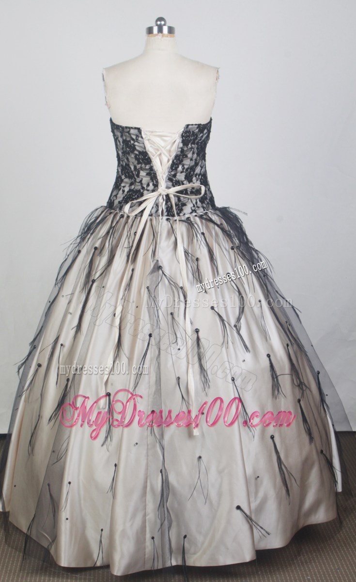 Strapless Black Appliques Ball Gown Sweet 15 16 Birthday Dress
