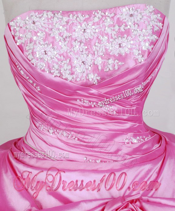 Pick Ups Flowery Hot Pink Quinceanera Gowns with Detachable Skirt