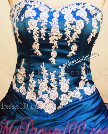 Two-Tone Blue Appliques Quinceanera Dresses with Ruffled Layers and Ruche