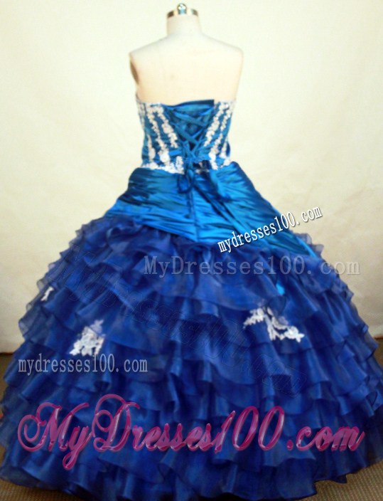 Two-Tone Blue Appliques Quinceanera Dresses with Ruffled Layers and Ruche