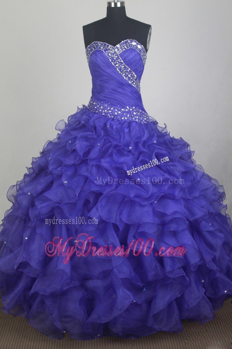 Beading and Ruffles Accent Quinceanera Dress in Royal Blue