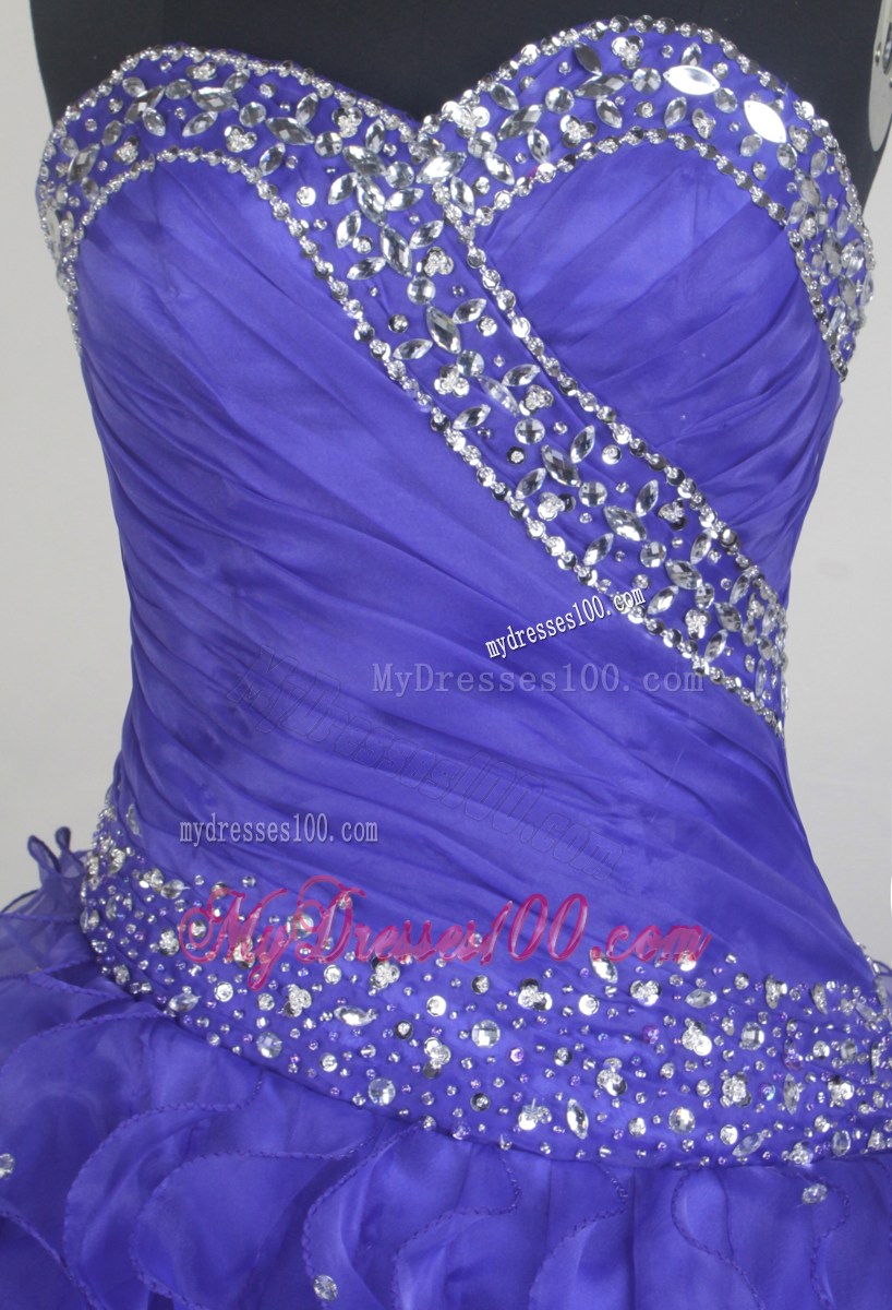 Beading and Ruffles Accent Quinceanera Dress in Royal Blue