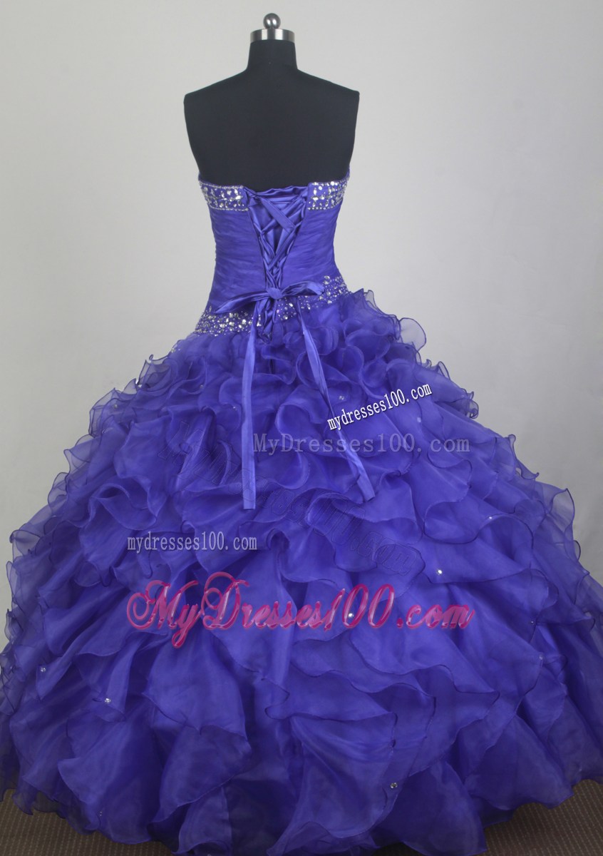 Beading and Ruffles Accent Quinceanera Dress in Royal Blue