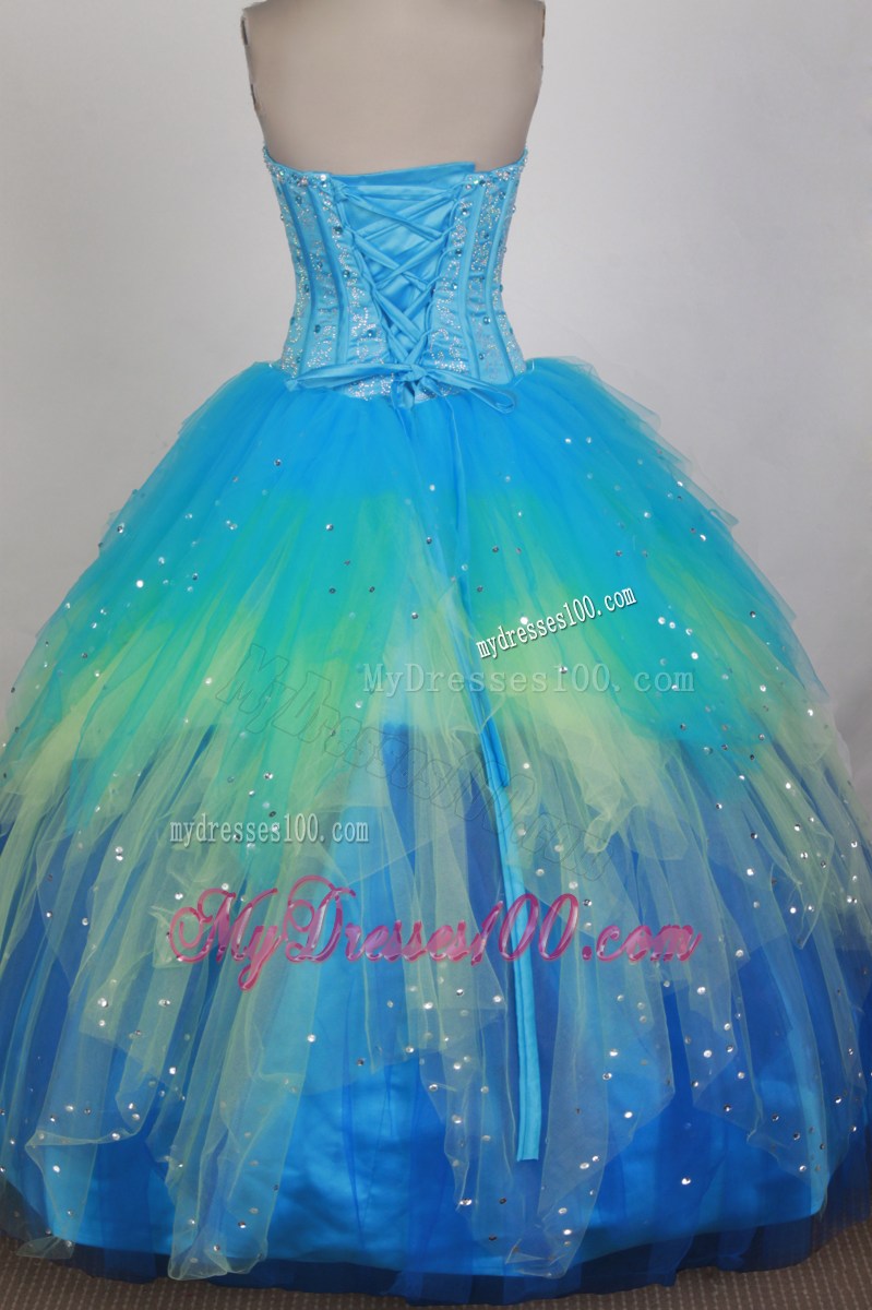 Sweetheart Aqua Blue Dress for Quinceanera with Beading and Layers