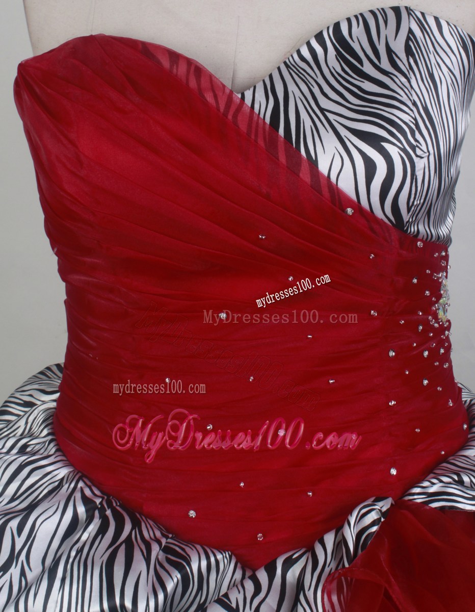 Black-White Zebra Print Pick-ups and Wine Red Ruffled Layers Dresses 16