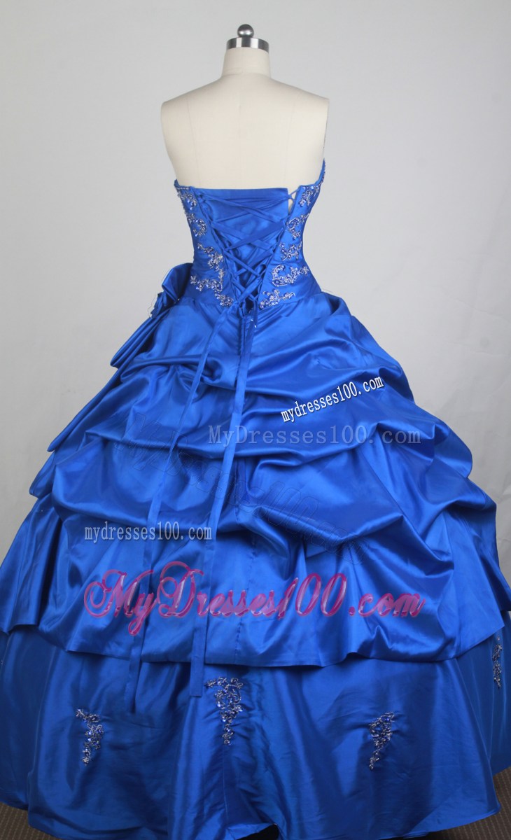 Sweetheart Royal Blue Dresses 16 with Appliques and Pick-ups
