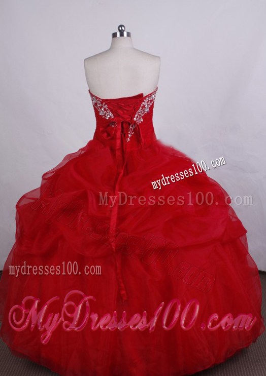 Gorgeous Sweetheart Organza Pick-ups and Rhinestone Dresses 15 in Red
