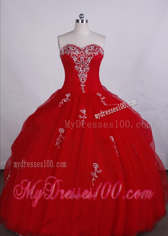 Gorgeous Sweetheart Organza Pick-ups and Rhinestone Dresses 15 in Red