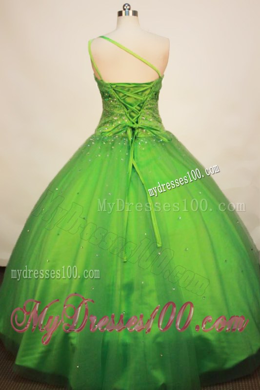 Spring Green One Shoulder Quinceanera Gown with Paillette