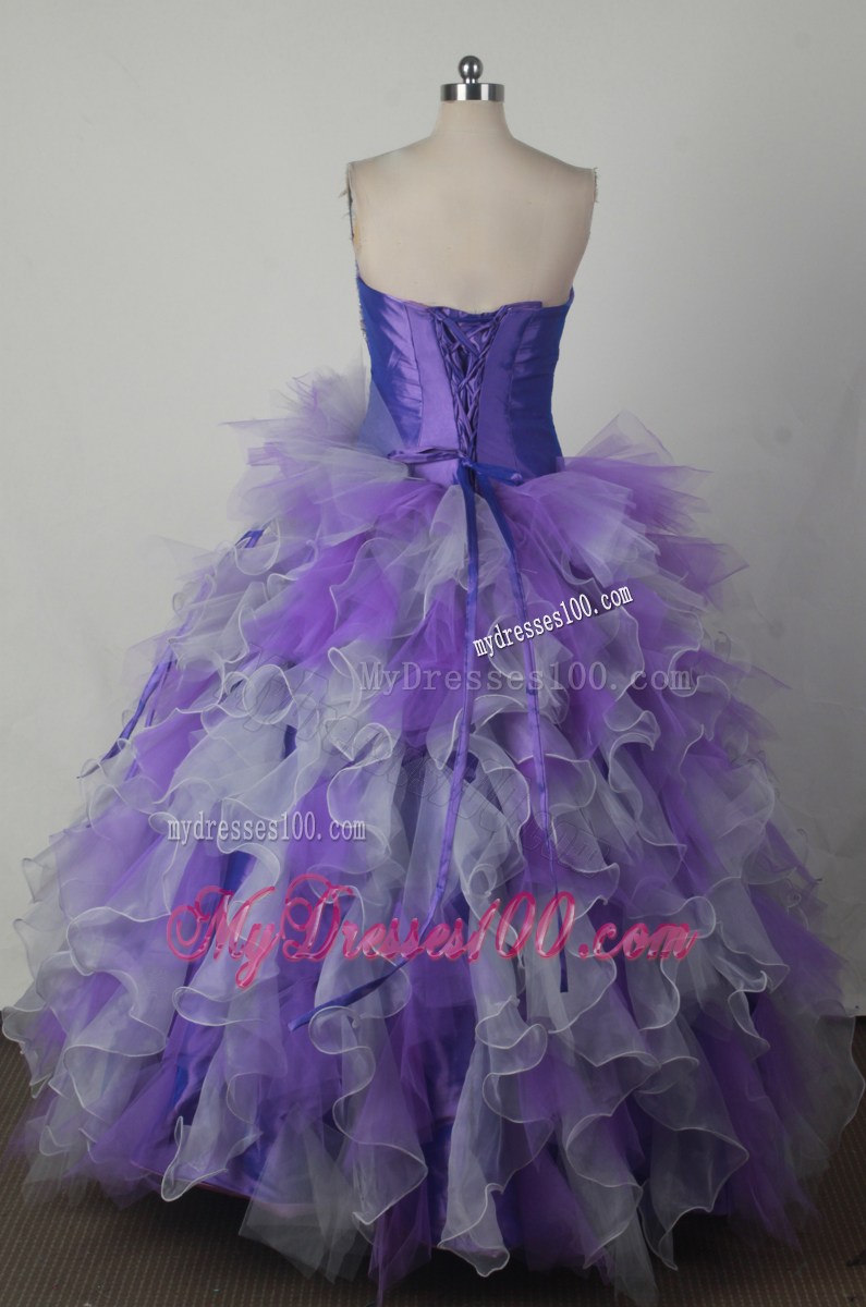 Colorful Organza Ruffles Beaded Ruching Cheap Dress for Sweet 15