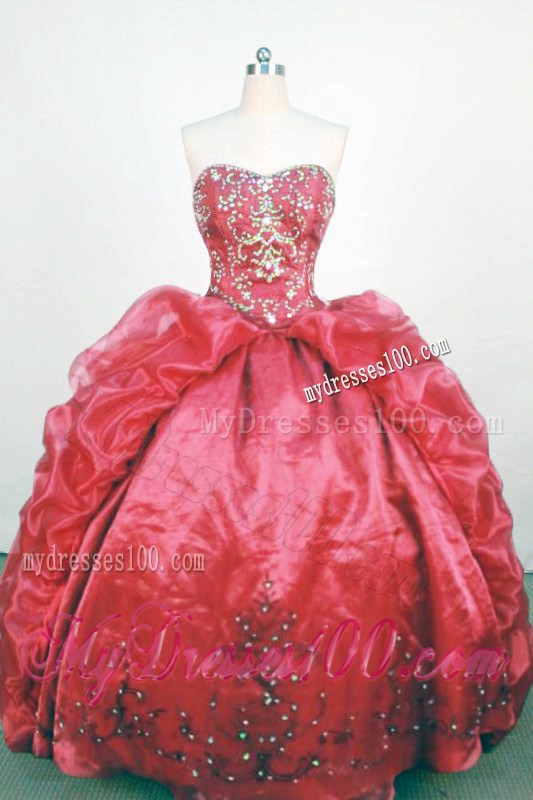 Beautiful Appliques Pick-ups Red Quinceanera Gowns for Girls